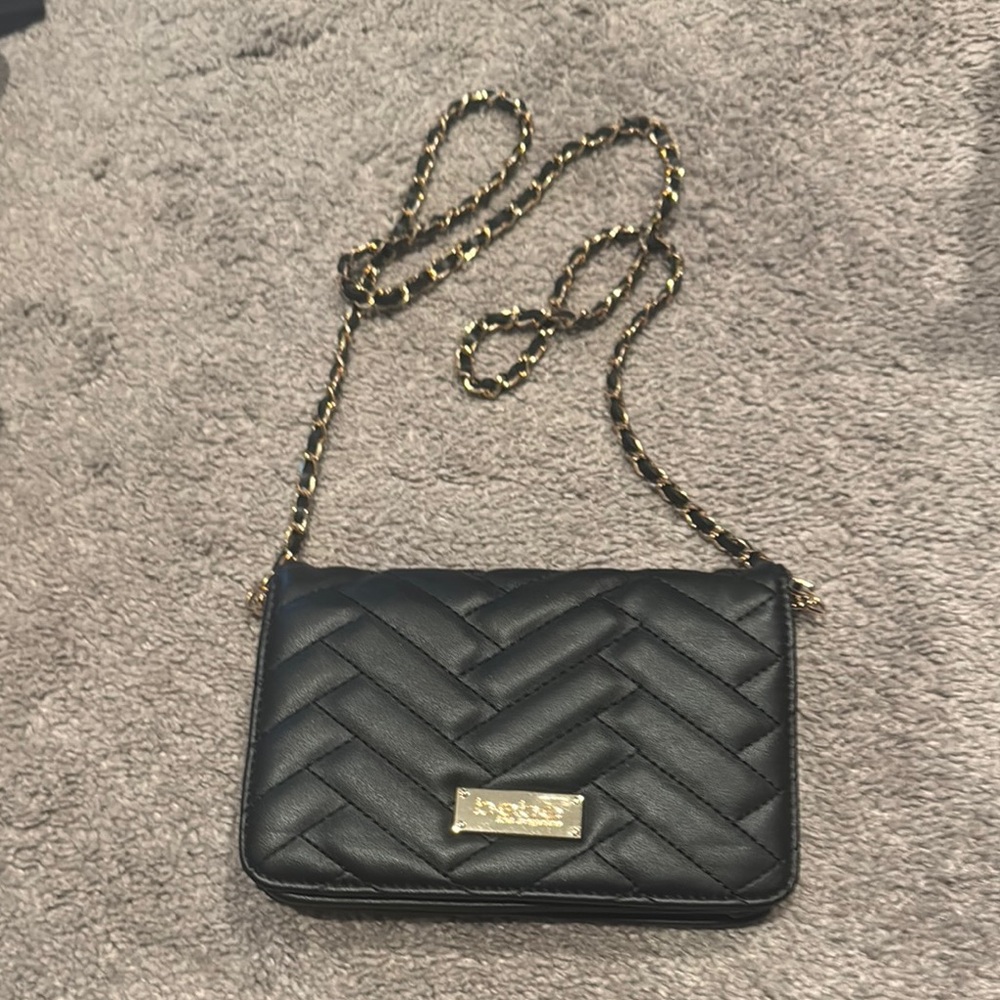 Gently Used!  bebe Brand Black and Gold Quilted Crossbody Bag